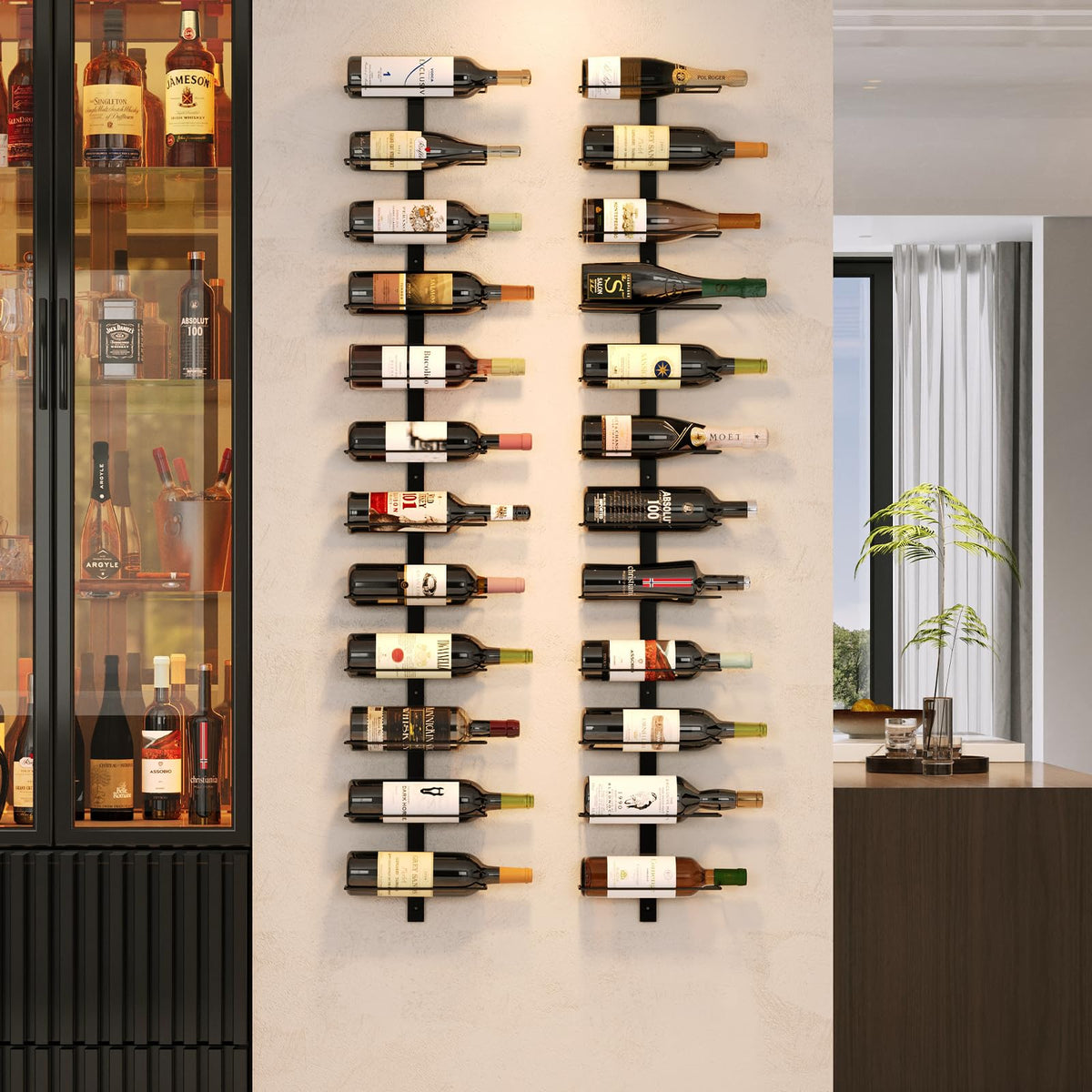 X-cosrack 24 Bottles Wall Mounted Wine Rack Detachable Wall Hanging Wine Holder Use As One or Four DIY Wine Display Wall Wine Racks for Wine Bottles for Restaurant & Bar & Wine Cellar