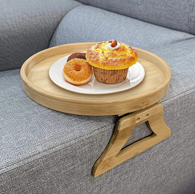 Foldable Wooden Sofa Armrest Tray Table