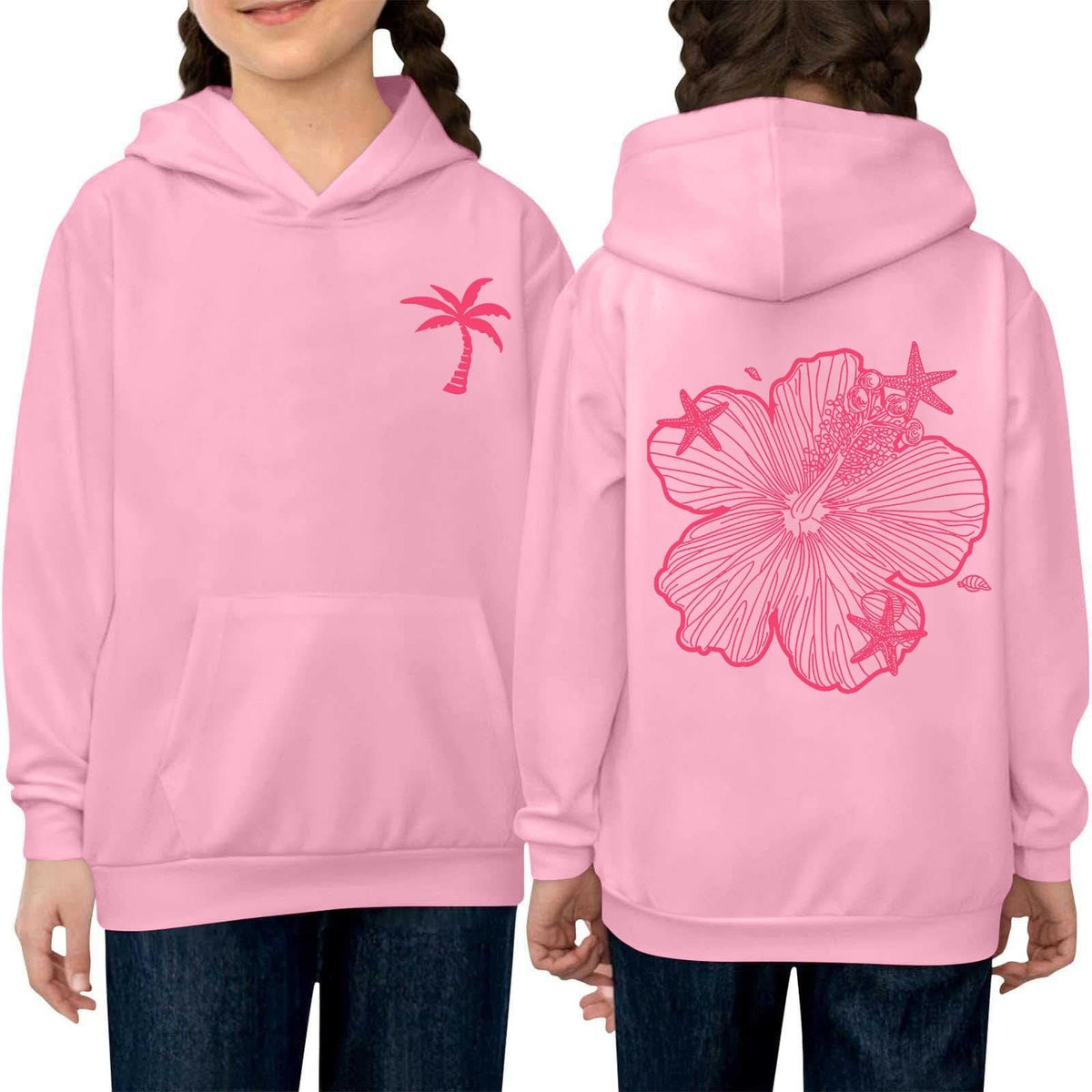 Kids Hoodie Pink Pom Puff Hoodie Kids Fleece Graphic Logo Design Kids Sweatshirt for Boys and Girls Gifts for Kids 5-6 Years Pink 5