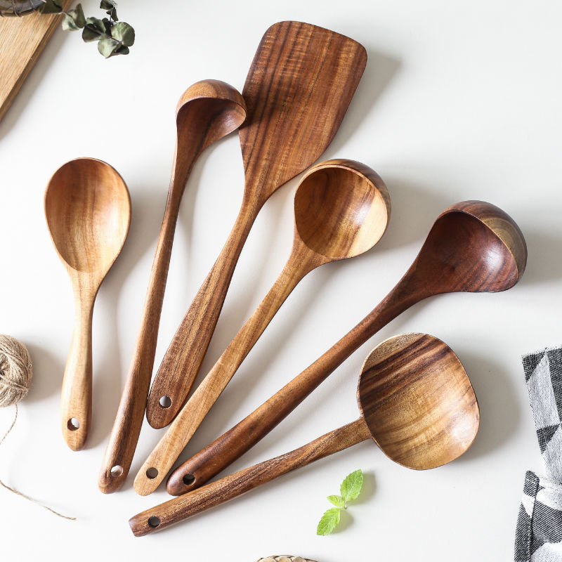 Japanese Non-Stick Wooden Spatula and Spoon Set