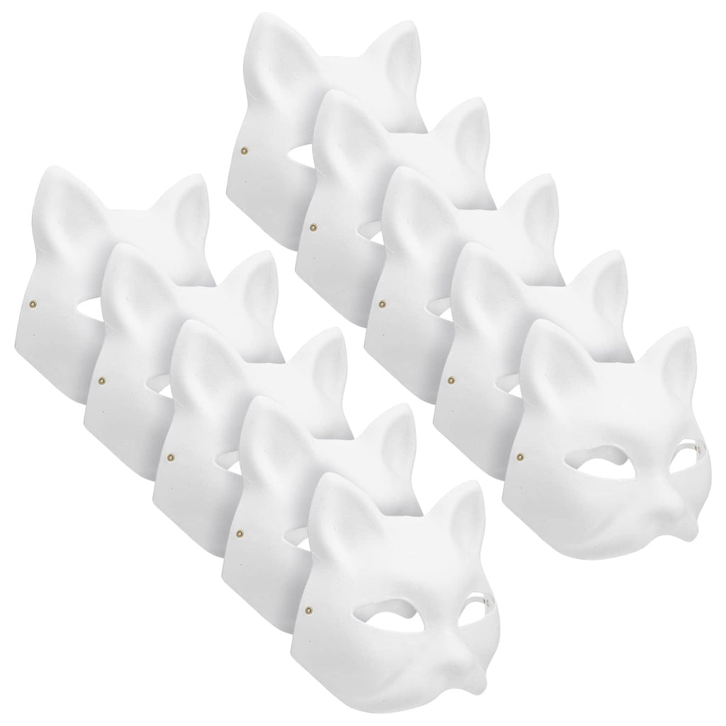 OFFEREAL 10Pcs Therian Mask Cat Fox Mask Therian Halloween Mask Therian Costume for Kids Adults Blank Mask for Holiday Party ＆ Therian
