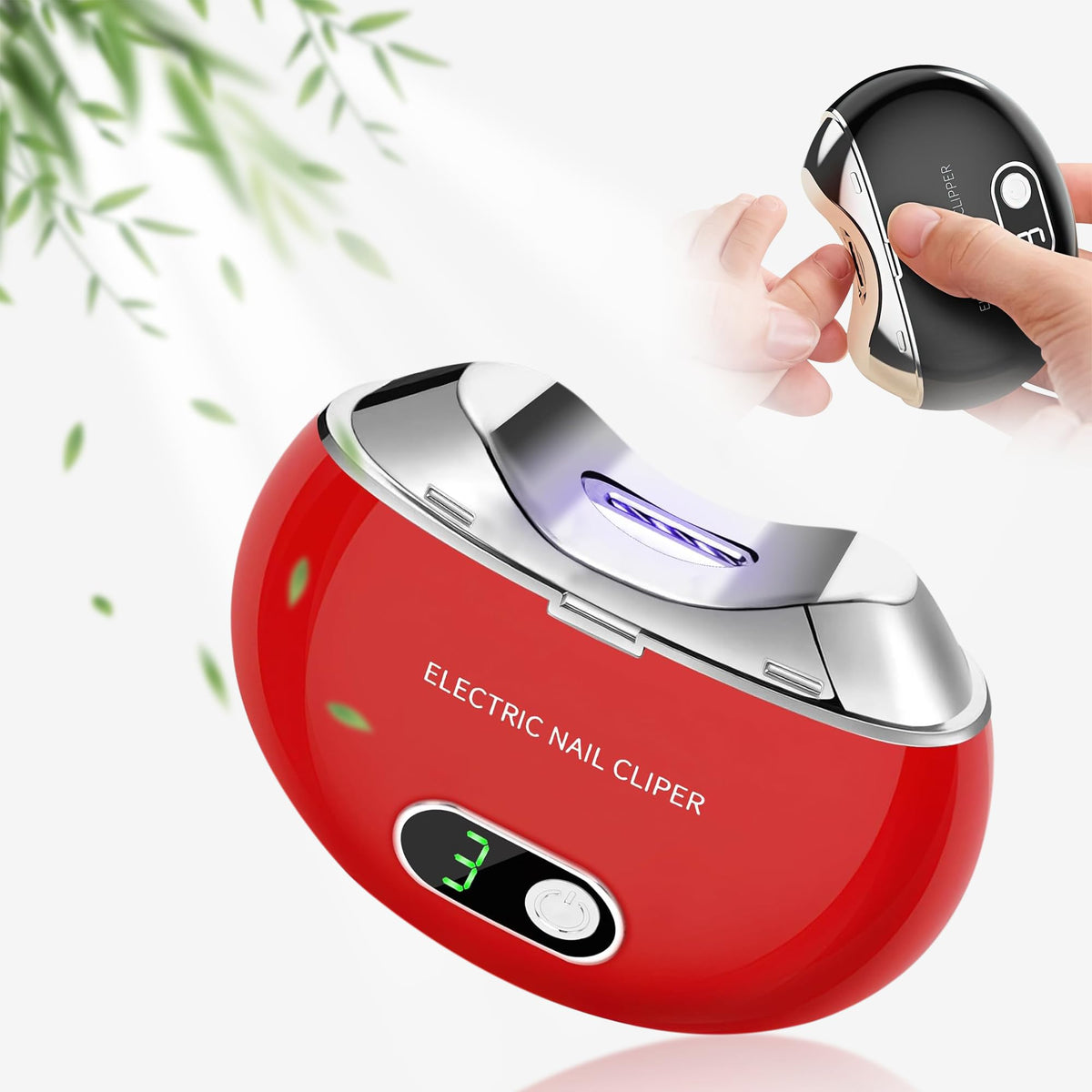 Electric Nail Clipper Electric Toenail Clipper 3-Speed Electric Nail Trimmer with LCD Digital Display USB Rechargeable Safety Electric Nail Clippers for Kids Adults Elderly (Carmine)