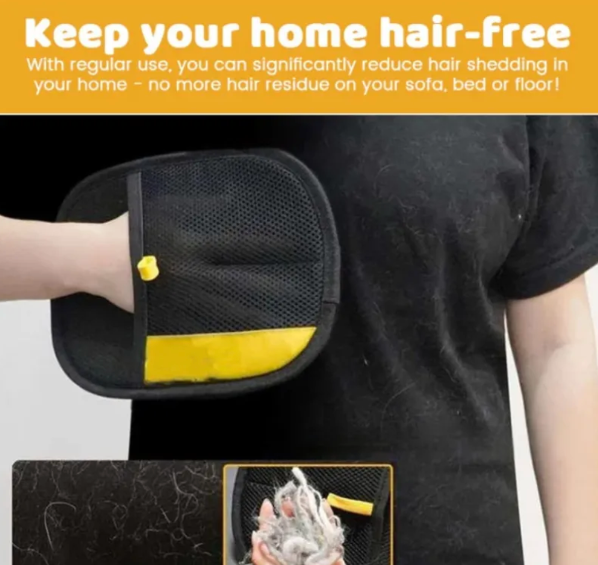 Cat Hair Removal Glove Yellow