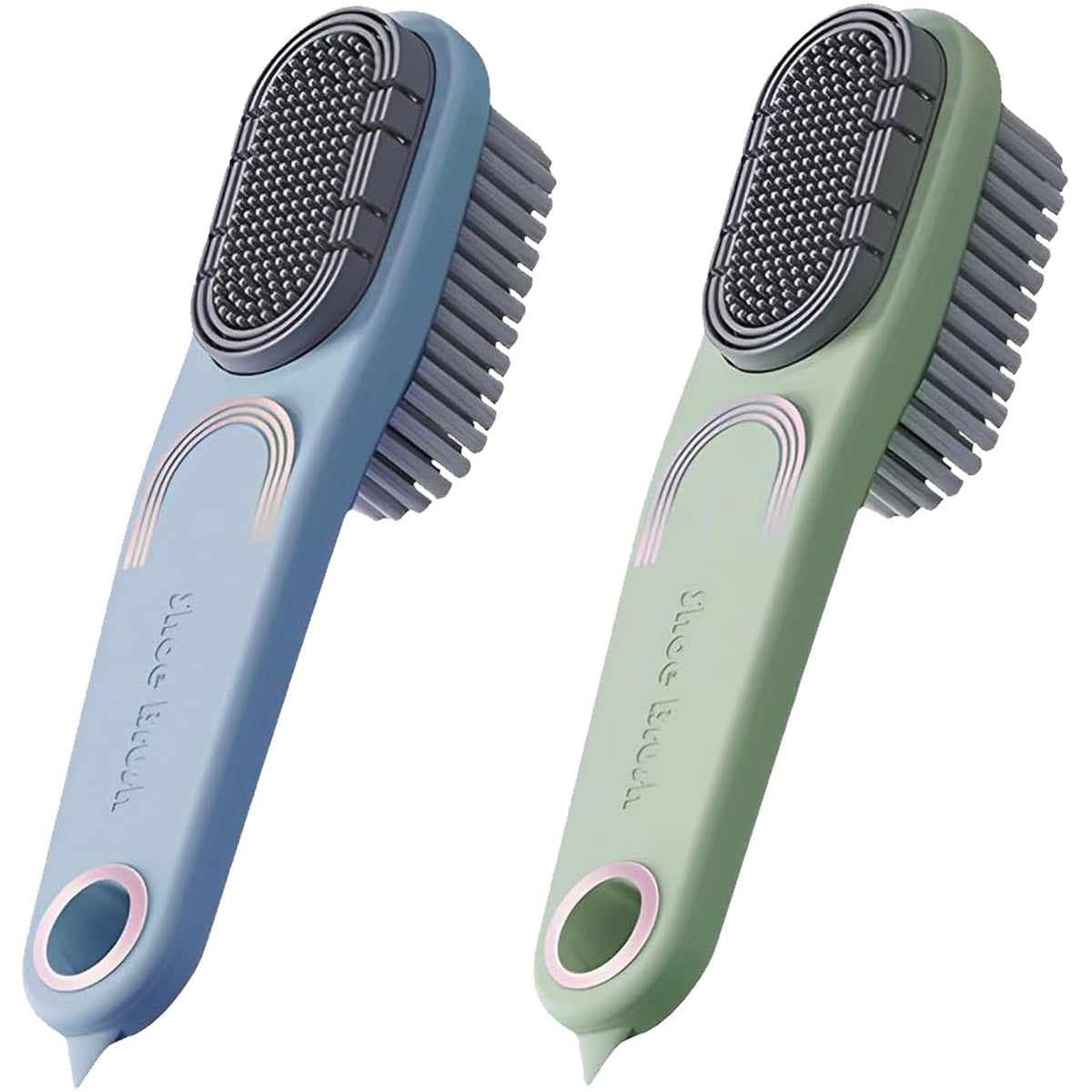 2 Pack Laundry Stain Brush Double-Sided Soft Bristle Cleaning Brush Long Handle Laundry Brush for Stain Removal Clothes Scrub Brush Silicone Soft Brush Household Cleaning Tool