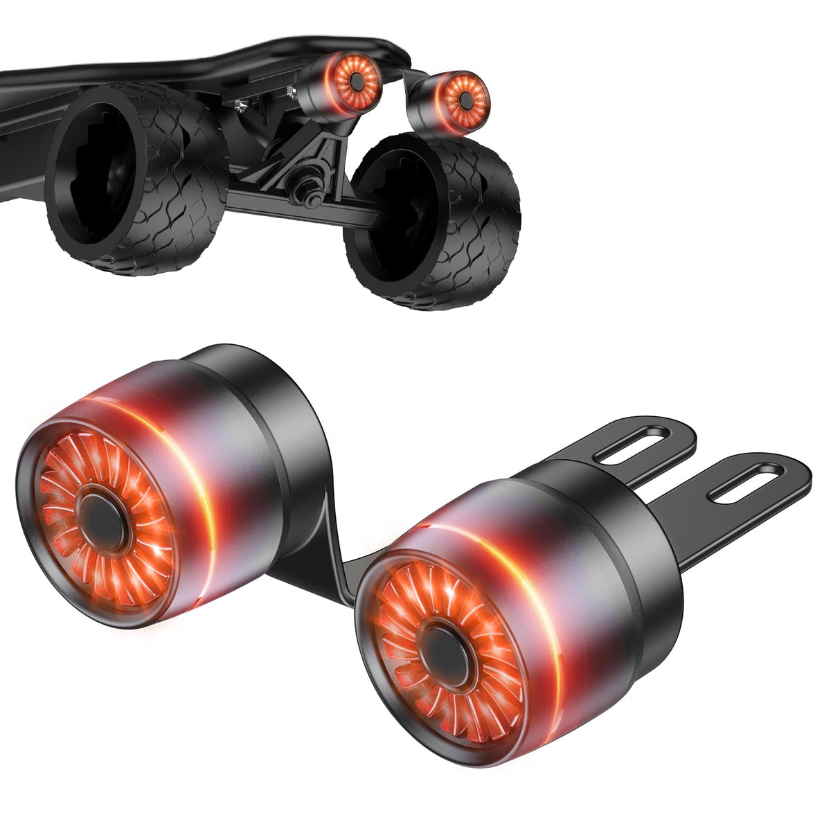 BCOIIUE Smart Skateboard tail Lights2-pack Brake Sensing Electric Skateboard LightQuick-Release longboard lightswith Mounts led lights for skateboard5 Mods turbine led skateboard lights