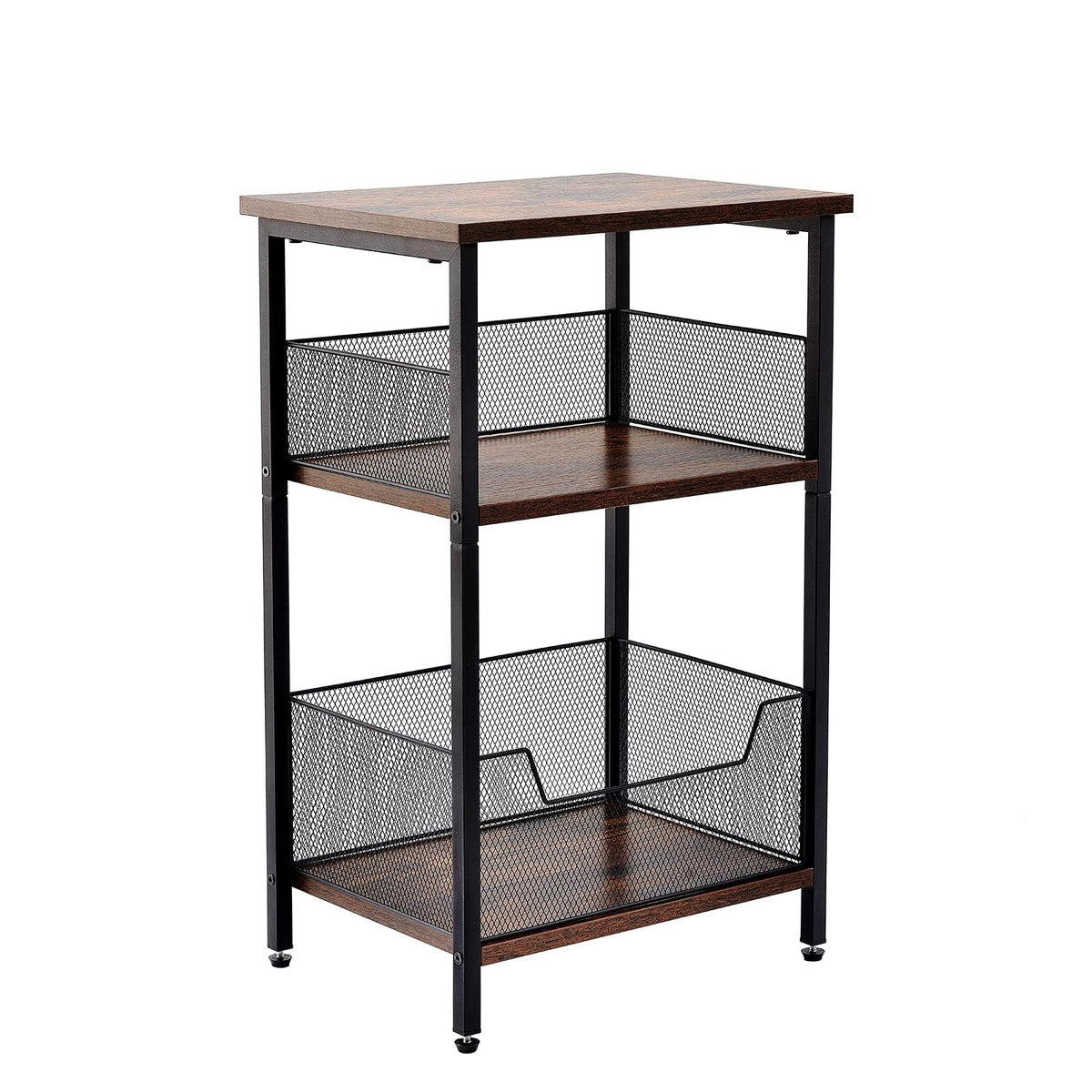 Dunatou End Table Small Side Table Industrial Retro 3-Tier Sofa Table with Storage Shelf for Small Spaces Living Room Bedroom Kitchen Office
