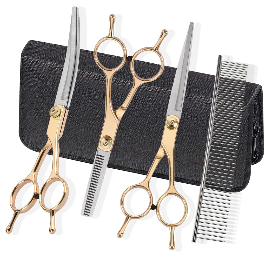 Grooming Kit for Dogs at Home Fcysy Hair Scissors Thinning Shears Set for Dog Cat Pet Grooming Curved Grooming Scissors Cat Trimming Scissors Tijeras para Cortar Pelo De Perros Pet Grooming Tools