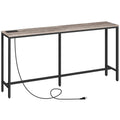 MAHANCRIS Console Table with Power Outlet 63" Narrow Sofa Table Industrial Entryway Table with USB Ports Behind Couch Table for Entryway Hallway Foyer Living Room Bedroom CTHG16E01Z1