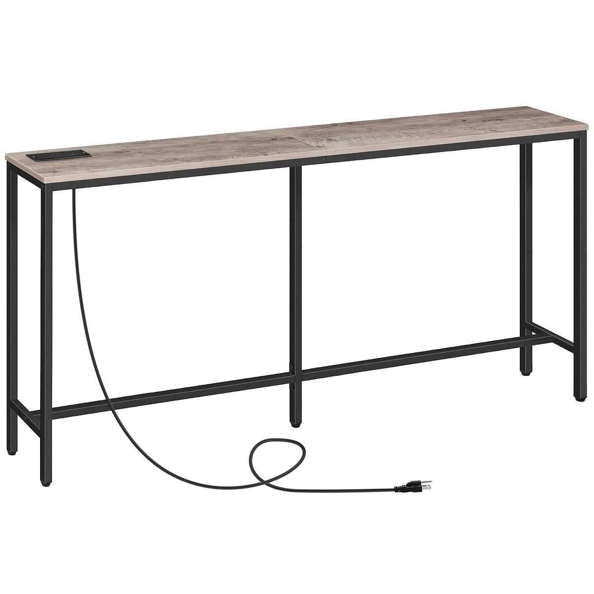 MAHANCRIS Console Table with Power Outlet 63" Narrow Sofa Table Industrial Entryway Table with USB Ports Behind Couch Table for Entryway Hallway Foyer Living Room Bedroom CTHG16E01Z1