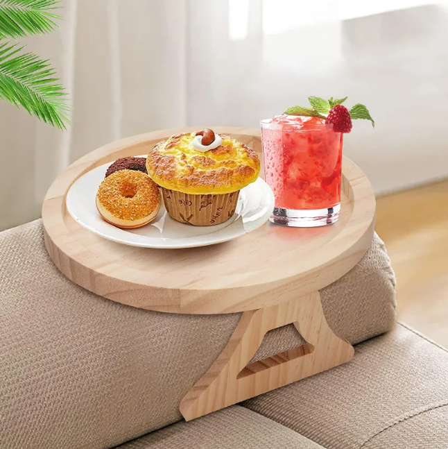 Foldable Wooden Sofa Armrest Tray Table