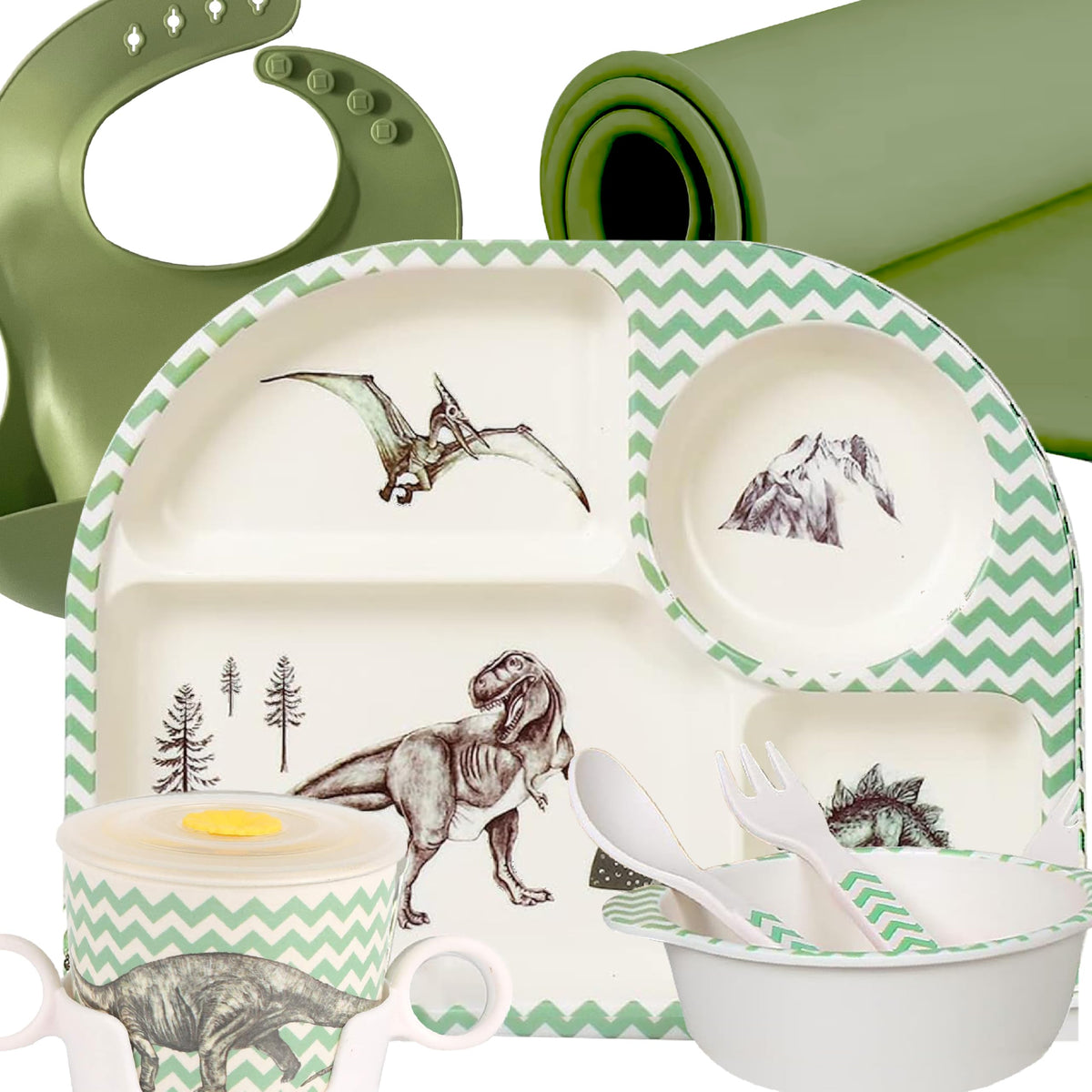 Bamboo Plates For Kids Toddler Bowls And Plates Baby Bowls And Spoons Bamboo Bowls Kids Kids Dish Set Toddler Plates And Utensils Set Non Plastic Kids Plates Dinosaur.