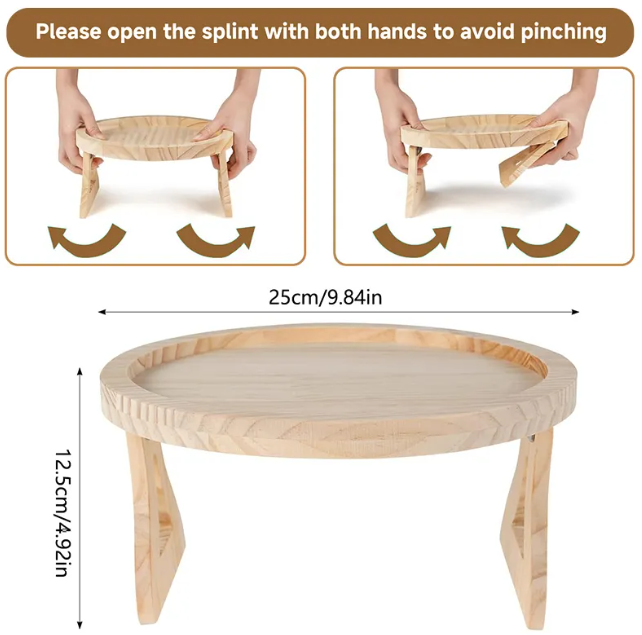 Foldable Wooden Sofa Armrest Tray Table